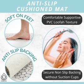 Shower Mat with Center Drain Hole - Secure Loofah Non Slip Shower Mats for Inside Shower - 27x27 Square Bath Mats for Shower - Anti Slip Shower Stall Mat - Square Shower Floor Mat (27x27 Pebble)