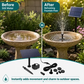DC 12V Solar Water Pump Kit for Garden Fountains – Low-Noise Brushless Pump for Ponds, Bird Baths & Pools