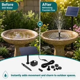 DC 12V Solar Water Pump Kit for Garden Fountains – Low-Noise Brushless Pump for Ponds, Bird Baths & Pools