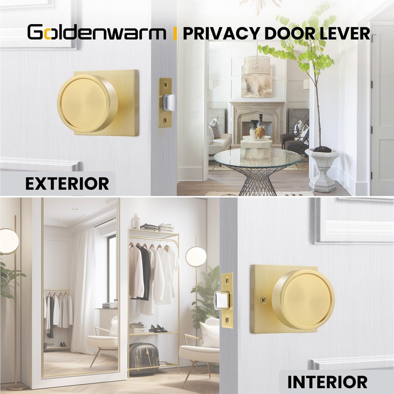 goldenwarm Gold Door Knobs 3 Pack, Brushed Gold Closet Door