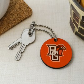 GRAPHICS & MORE Bowling Green Primary Logo Wood Wooden Round Keychain Key Chain Ring