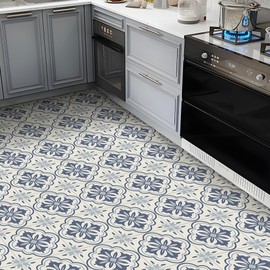 Alow Peel and Stick Floor Tile, Peel and Stick Flooring Self Adhesive, Waterproof Vinyl Flooring Suitable for Bathroom, Kitchen, Blue(11.8x11.8In, 10PCS)