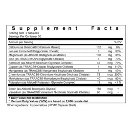 Nanominerals Cápsulas Queladas Calcio Magnesio Zinc  Chelated Calcium Magnesium Zinc Supplement, 60 Caps                                              