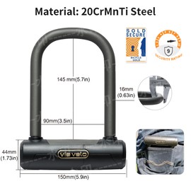 Via Velo U Lock 2 Sets Same Key System 6 Keyed Alike | Heavy Duty 20CrMnTi Mini U Locks 16mm with Sold Secure Gold Approval for Scooter and Electric Scooter and Perfect for famliy Kids and Couple