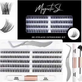Lashes 120 Individual Lashes Clusters Eyelash Extensions DIY Wispy Fluffy Lash Extension Kit with Applicator and Lash Bond and Seal False Eyelashes Natural Look Mix 10-16mm C D Curl- Makeup Cosmetic Eyelashes Extensions