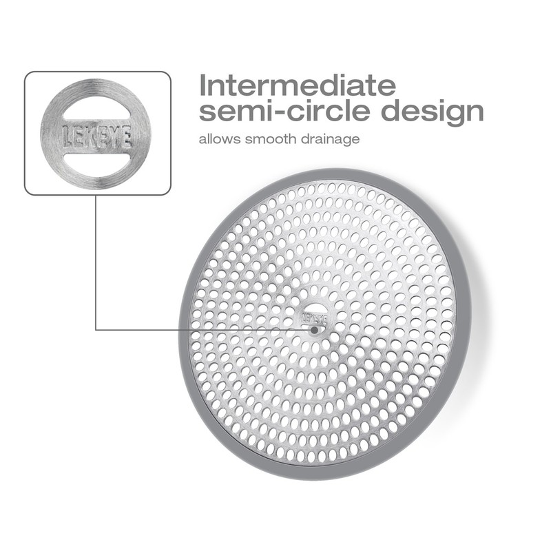 LEKEYE Shower Hair Catcher Drain Protector Strainer-Steel & Silicone 2