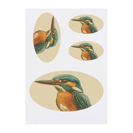 4 x 'Kingfisher Portrait' Temporary Tattoos - Water Resistant, Skin-Safe, Non-Toxic Transfers, Mixed Sizes (TO00082620)