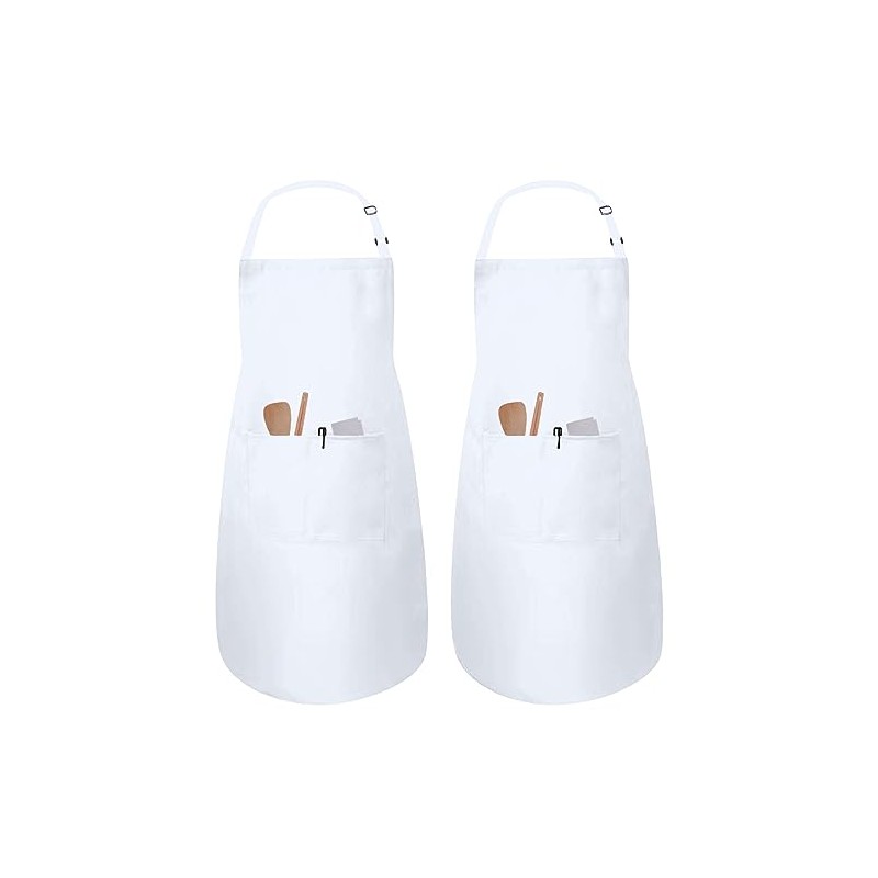 Auronna Pack Of 2 Kitchen Aprons (White, 2 Pack)