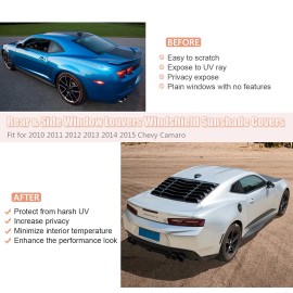 Yoursme Rear & Side Window Louvers Windshield Sunshade Cover for Chevy Camaro 2010-2015