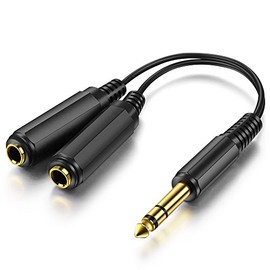 1/4" 6.35mm Stereo Plug / Male to Dual 1/4" 6.35mm Jack /Female Splitter Adapter Cable Converter 0.6 feet