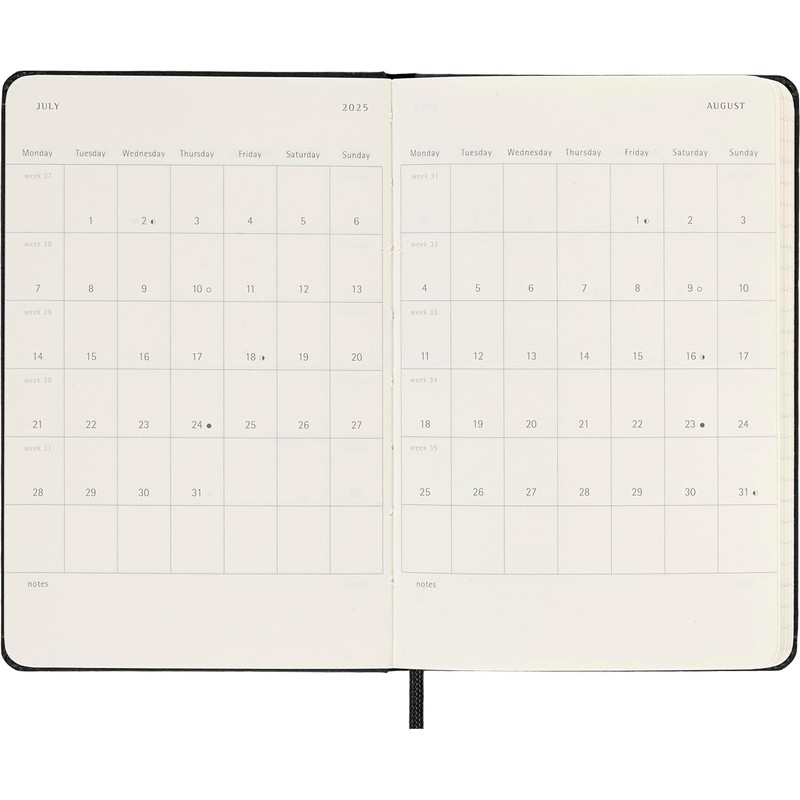 Moleskine Weekly Planner, Vertical Weekly Planner 12 Months 2025, Hard