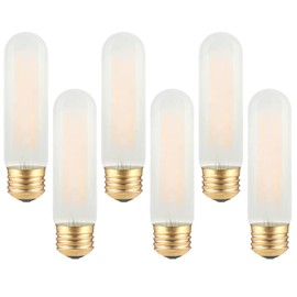 Frosted T10 LED Bulb- Dimmable E26 LED Chandelier Bulbs 25W Equivalent- 2700K Soft Warm- 2W Vintage Tubular Edison Light Bulbs for Cabinet, Bankers/Piano Lamp, Mason Jars, Bathroom Vanity- 6 Count
