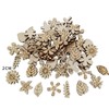 100Pcs Unfinished Wooden Flower Wood Slice Leaf Pattern,DIY Crafts Cutouts