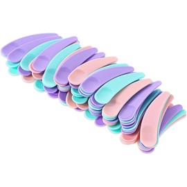 210Pcs Makeup Spatulas Mini for Cosmetics, Bulk Disposable Mini Plastic Makeup Spatulas Multi-Colored Curved Cosmetic Spatula Scoop Mask Scoop for Mixing and Sampling