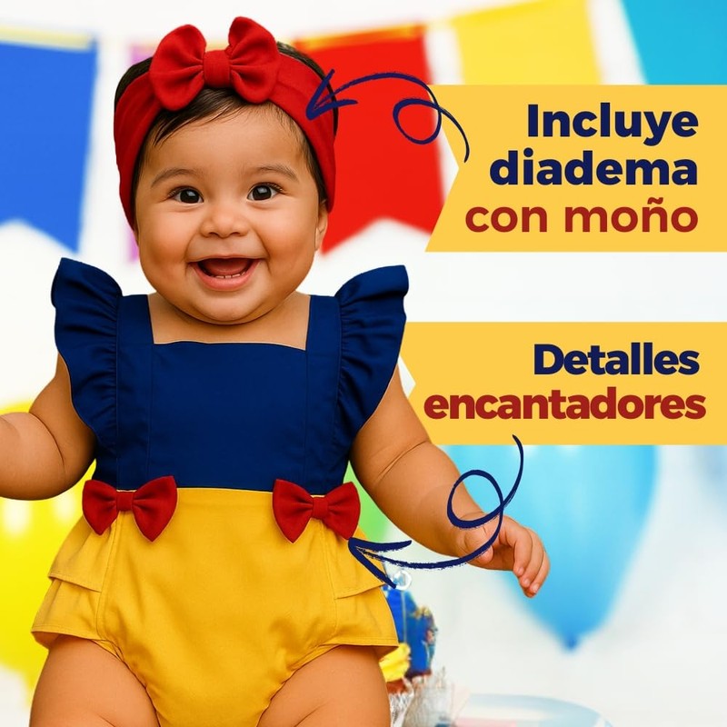 Mameluco Disfraz Blanca Nieves Para Bebé (24 Meses)