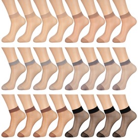 Bencailor 24 Pairs Women's Sheer Ankle Socks Thin Nylon Socks for Women Transparent High Hosiery Stockings for Women(Multicolored)