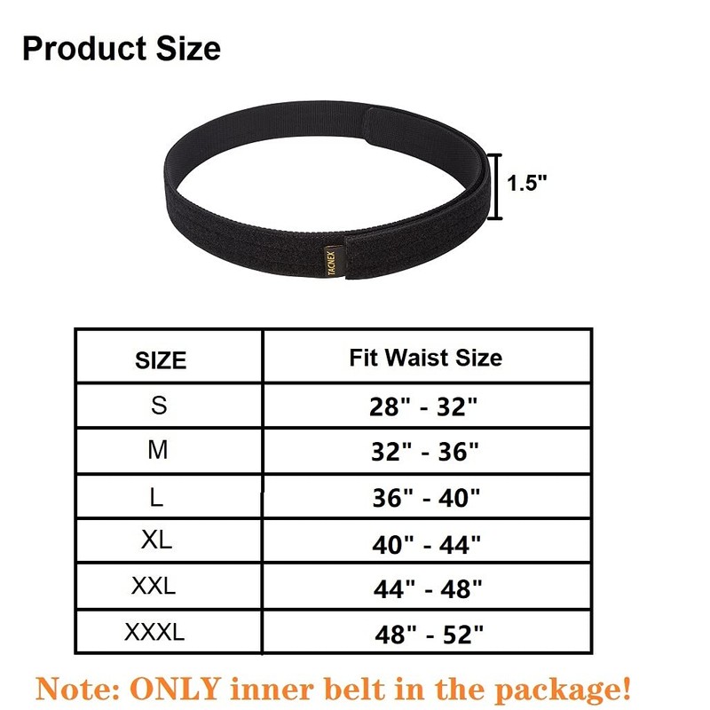 TACNEX Inner Belt for Duty Belt 1.5" Loop Liner Belt
