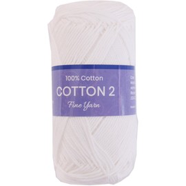 Threadart 100% Pure Cotton Crochet Yarn Size 2 | 50 gram Skeins |165 yds per Skein | Fine #2 | White | Color 3501