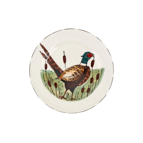 Vietri Wildlife Pheasant Salad Plate Handcrafted Terra Bianca Appetizer Dessert