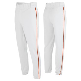 SSK Showcase Collection Flex Bottom Adult Baseball Pants | Adult Sizes Solid & Piped (US, Alpha, X-Large, Regular, Regular, White/Orange)