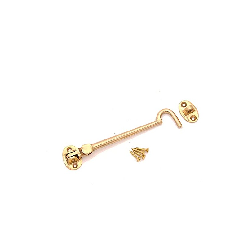 Infinity Decor 6" 150mm Cabin Hook and Eye Solid Brass