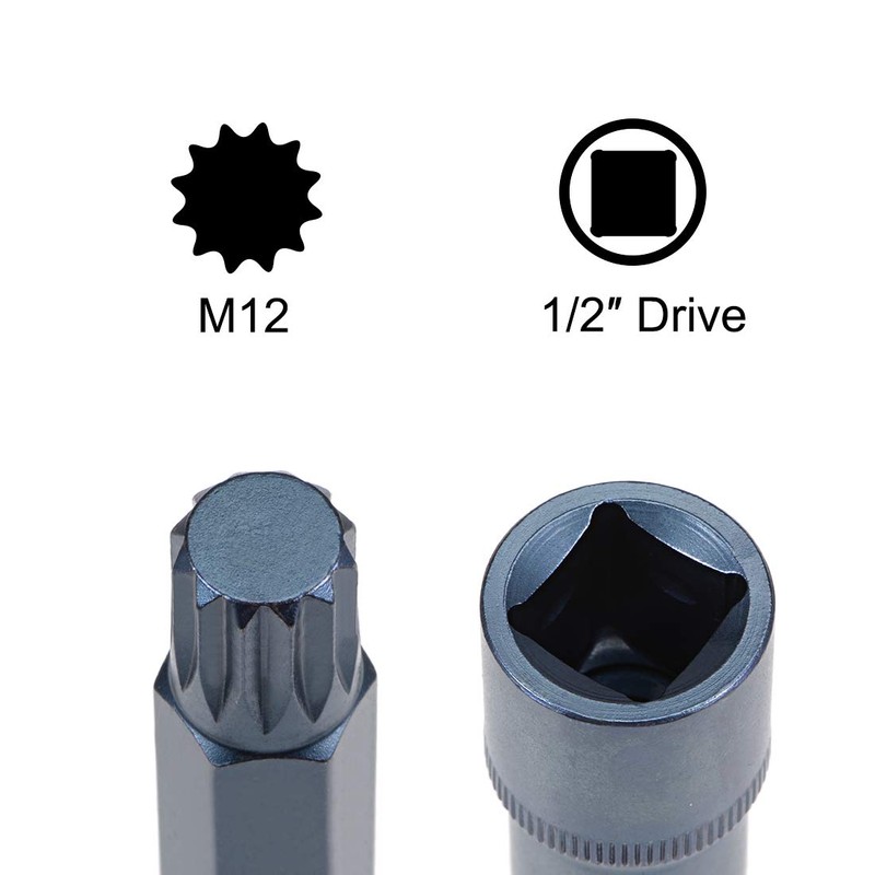sourcing map 1/2" Drive x M12 (12mm) Triple Square Spline