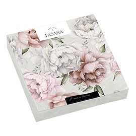 20 Napkins Peonies on Grey Flowers Pink White Table Decoration Decoupage Decoupage Decoupage 33 x 33 cm