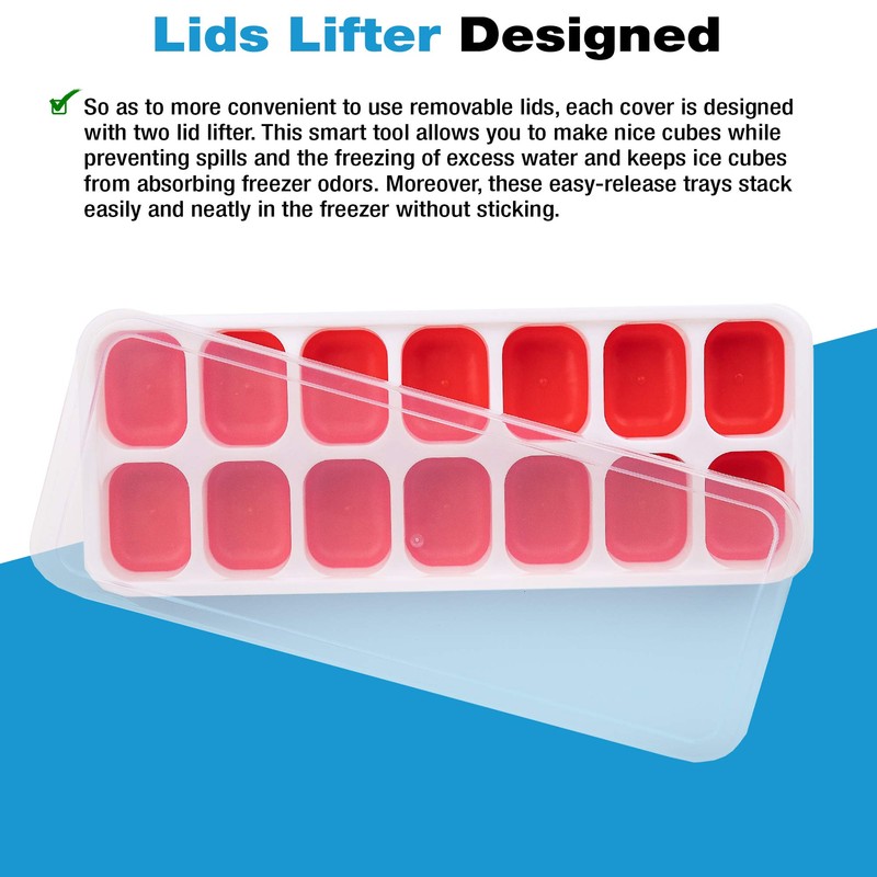 4 Pack Ice Tray Durable & Flexible, Silicone 14 Ice