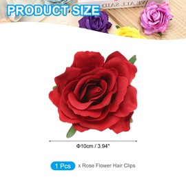 PATIKIL Rose Boho Hair Clips, Fabric Flower Brooch Pins for Women Wedding Party Dance Dress Clothes Accessories Valentine's Day Gifts, Dark Red