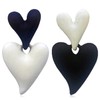 QUSIJIA Personality Heart Drop Dangle Earrings Asymmetry Black And White