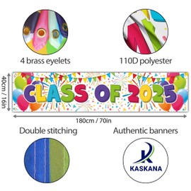Class Of 2025 Banner for Prom - Congratulations Banner - Congratulations Decorations - Well Done - We Are So Proud of You - 180 x 40cm (White)