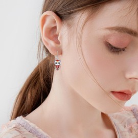 Owl Earrings for Women Sterling Silver Owl Jewellery January Birthstone Owl Dangle Earrings Christmas Gifts (01-January)