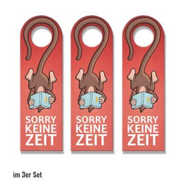 Sorry keine Zeit oder komm rein door hanger, set of 3 with funny monkey, funny door hanger, set of 3 for the room door to indicate whether entrance is granted is no time has to learn