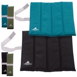 2 x Outdoor World X-Large Folding Sit Mat - Portable Seat Pad - Lightweight Sitting Cushion for Hiking Camping Park Picnic Fishing Beach Playground Insulated Foam Waterproof (1 x Black, 1 x Teal)
