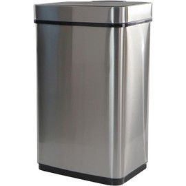 Hanover Home Hands-Free Metal Trash Can with Fingerprint-Resistant Finish, Soft-Close Motion Sensor Lid, and Compost Caddy for Kitchen - 16 Gallons (60 Liters) in Stainless Steel