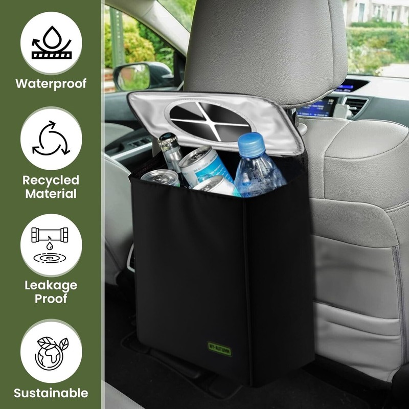 NY-AUTUMN Car Trash Bin with Lid 2 Gallon Capacity Leakproof