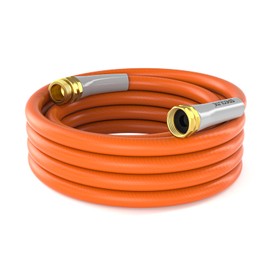 SPECILITE Garden Water Hose 15 ft x 5/8 in, Heavy Duty Leader Pipe Extension, Flexible, Lightweight Kink-less,Hybrid Rubber, with 3/4" Brass Fittings, Orange