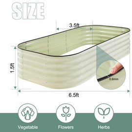 HEAHOLD 17" Tall White Galvanized Steel Raised Garden Bed 8x2ft Oval Metal Planter Box Outdoor Gardening, Durable Raised Flower Beds with Rubber Edging, Large Modular Garden Beds Outdoor Planters