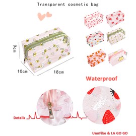 Cute Crystal Clear Cosmetic Bags, Travel Toiletry Clear Makeup Bags, Portable Makeup Brushes Kit Storage Bag, Waterproof Cartoon Organization For Women Girls (Avocado)