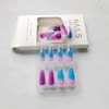 24 Pcs Blue Purple Ombre Press on Nails Medium Square