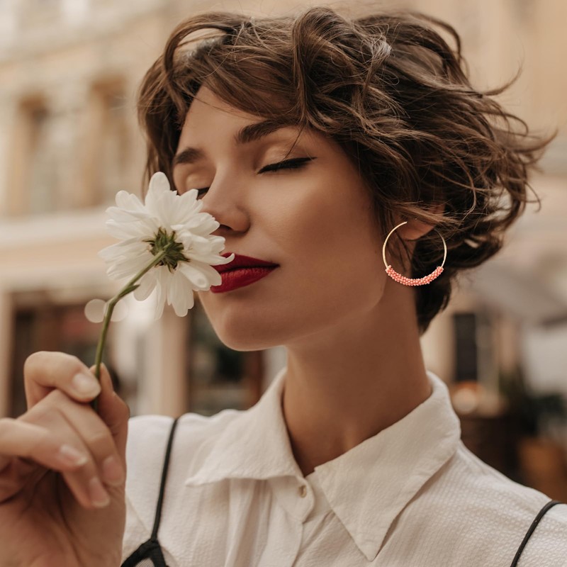 Beaded Hoop Earrings Bohemian Colorful Beaded Earrings Circle Round Hoop
