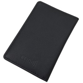 myledershop Calfskin Credit Card Case / Business Card Case / Credit Card Case / Credit Card Case / Card Case MJ-Design-Germany with RFID & NFC Protection in Black, black, bifold