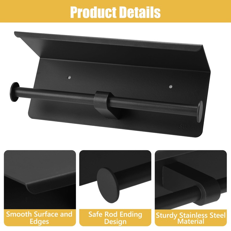 Double Toilet Paper Holder, Stainless Steel Tissue Paper Holder with