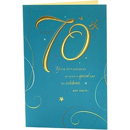 UK Greetings 70th Birthday Card for Him/Friend - Gold Foil Number Design