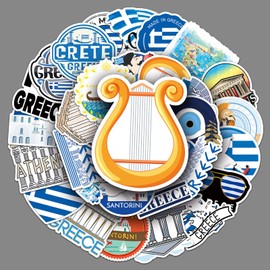 50 Pcs Greece Stickers Greece Travel Landscape Stickers for Laptop Luggage Car Skateboard Phone Water Bottle Bumper Bike,Waterproof Cute Funny Stickers for Teens Adults