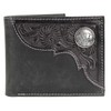 American Bison Tooled Side Bifold Wallet with Conchos–Oil Pull Up