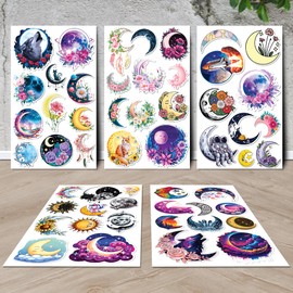 MONIZY Moon Stickers 50 Pieces Vinyl Waterproof Decal for Laptop Water Bottle Phone Car Window Bike Motorcycle Guitar Stakeboard Scrapbook Moons Sticker Gifts