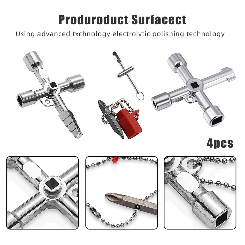 XZEIT Set of 3 control cabinet keys, universal, square key,