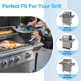 Adviace Grill Replacement Parts for Charbroil 463240904 463251605 463251505, Grill Burner & & Heat Shield for Char-Broil, Replacement Parts for Front Avenue Grill