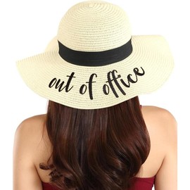 Foldable Beach Hats for Women-Floppy Sun Hats for Women,Roll up Straw Hats for Women,Summer Vacation Hats&Beach Wide Brim Hat - Colour: Out of Office, Size: One Size